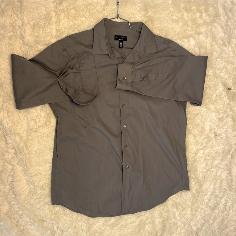 Alfani men’s long sleeve button up dress shirt - XL - slim fit - Grey